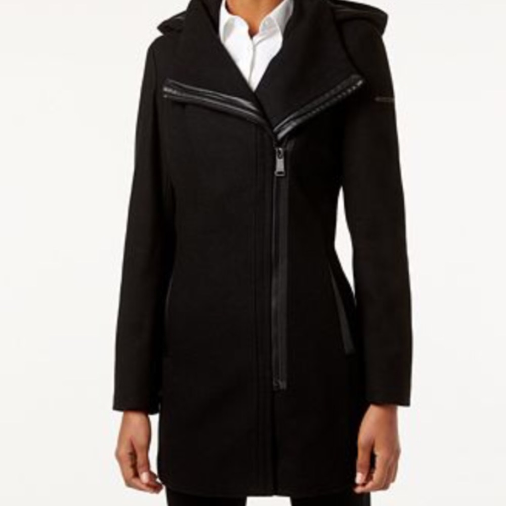 Calvin Klein Leather trim peacoat